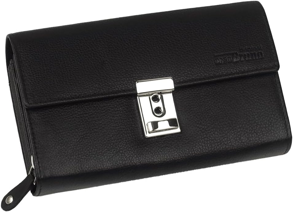 Echt-Leder Kellnerbörse Taxi Geldbörse Leder schwarz Kellner-Portemonnaie Kellner-Geldbörse Geldbeutel Portmonee mit großem Münzfach für Damen Herren