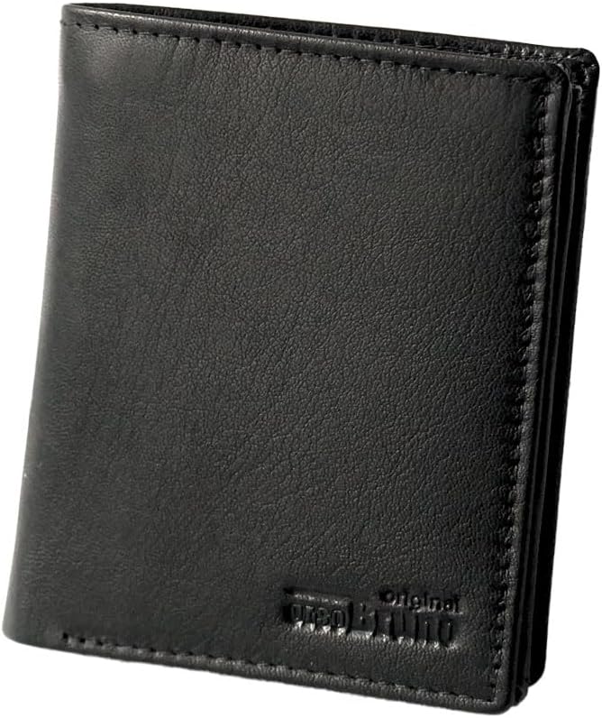 Mini Geldbörse Leder Herren schwarz RFID Schutz, kleine Herren Minigeldbörse Echtleder, Mini-Geldbeutel Kartenetui schwarz Portemonnaie klein, flaches schlankes schmales Portmonee Männer