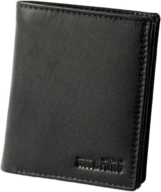 Mini Geldbörse Leder Herren schwarz RFID Schutz, kleine Herren Minigeldbörse Echtleder, Mini-Geldbeutel Kartenetui schwarz Portemonnaie klein, flaches schlankes schmales Portmonee Männer