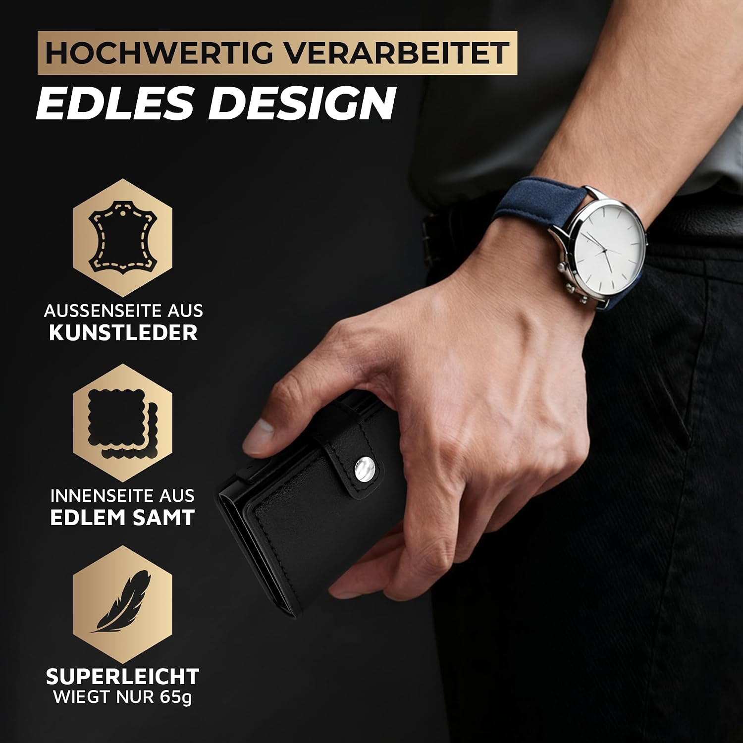 Slim Wallet – superleicht & kompakt – Geldbörse aus Premium-Kunstleder – rutschfestes Kartenfach – Portmonee für bis zu 10 Karten – Ideal für Business & Alltag